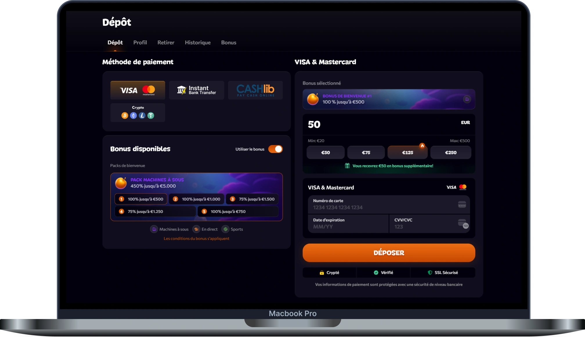 Aphrodite Casino Moyens de Paiement